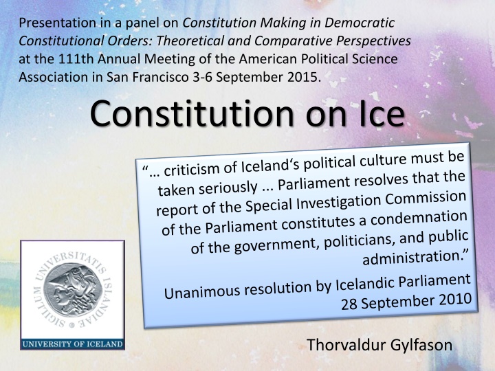 presentation in a panel on constitution making