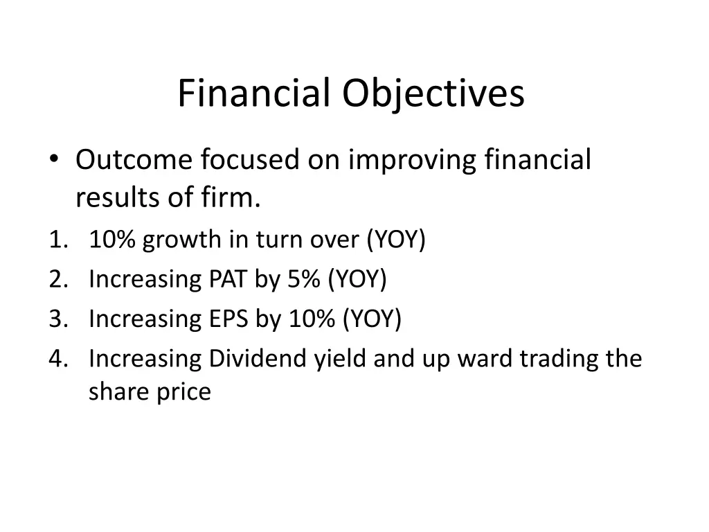 financial objectives