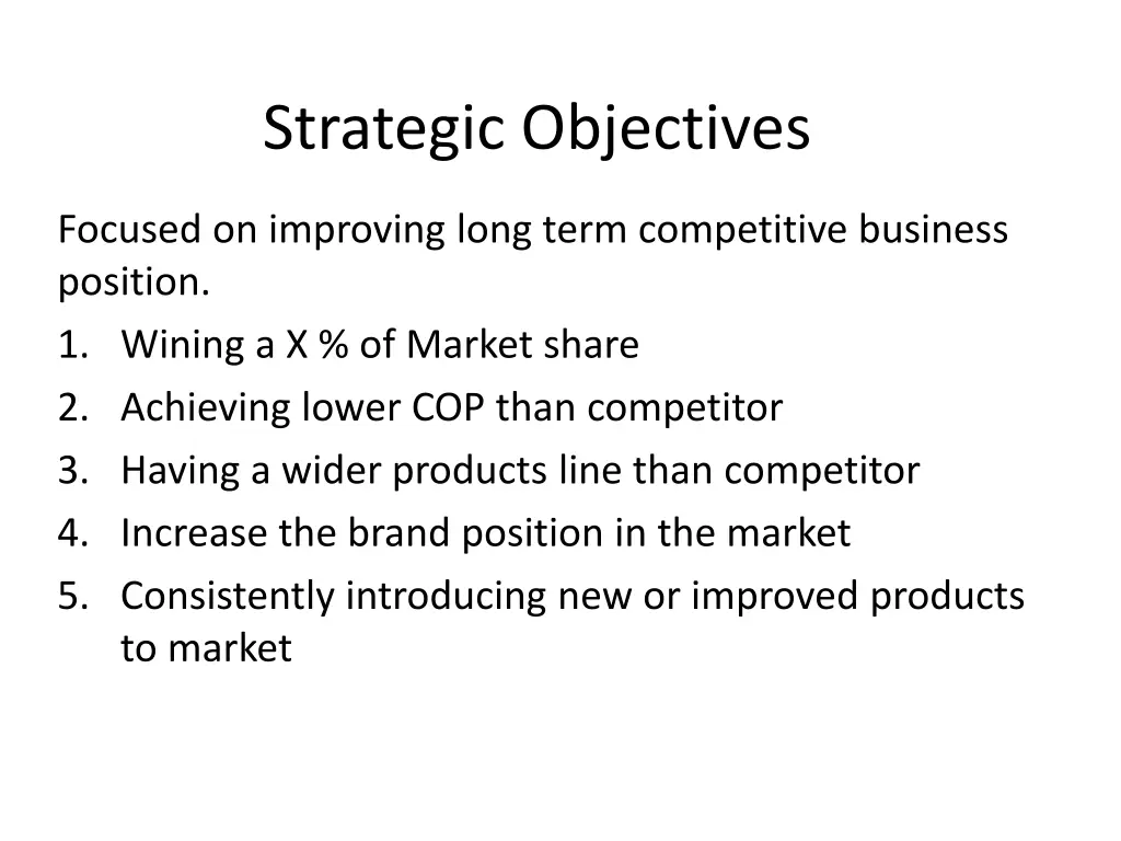 strategic objectives