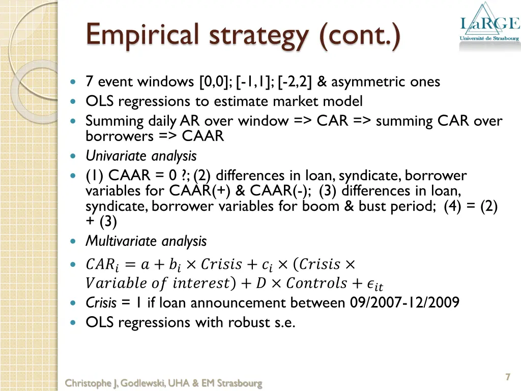 empirical strategy cont
