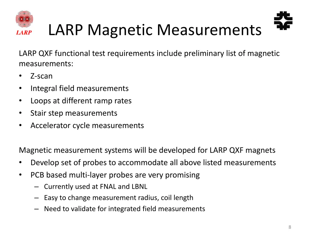 larp magnetic measurements