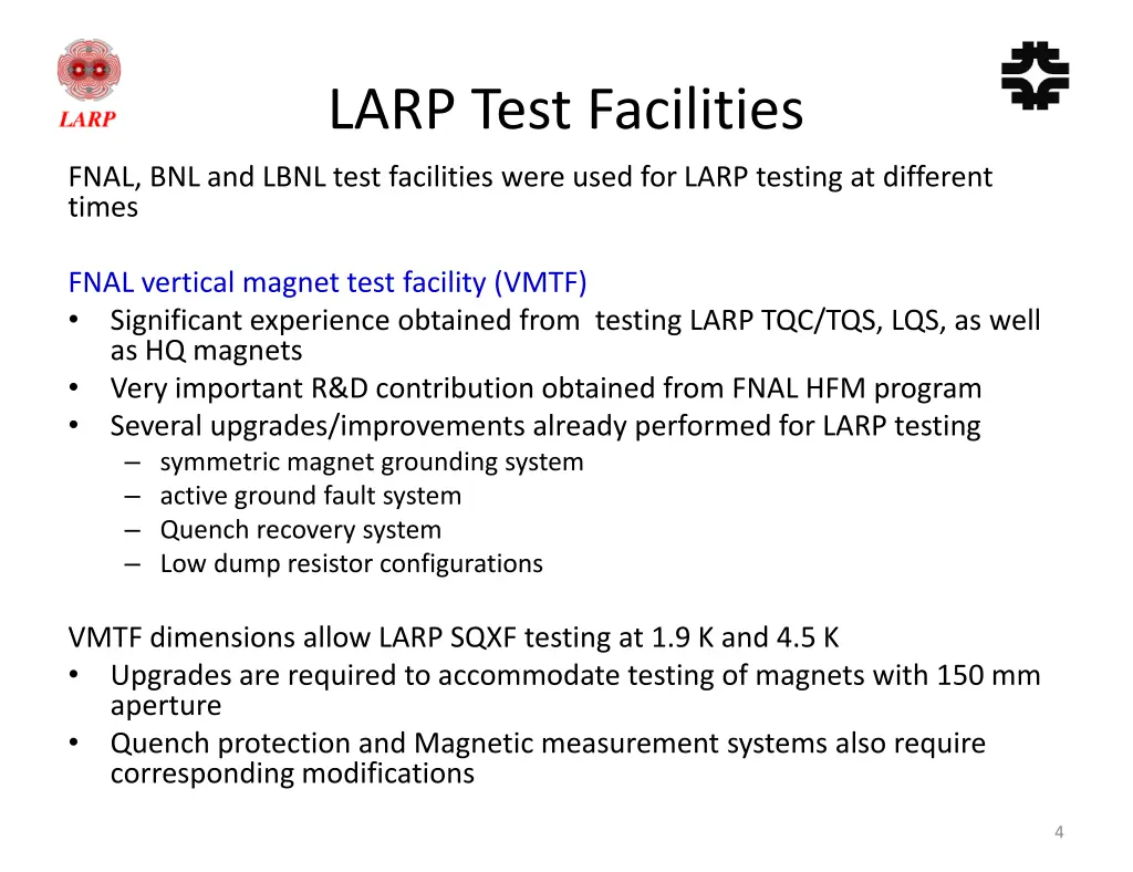 larp test facilities