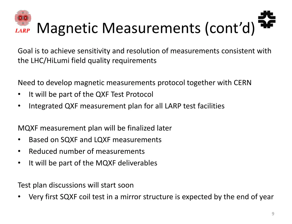 magnetic measurements cont d