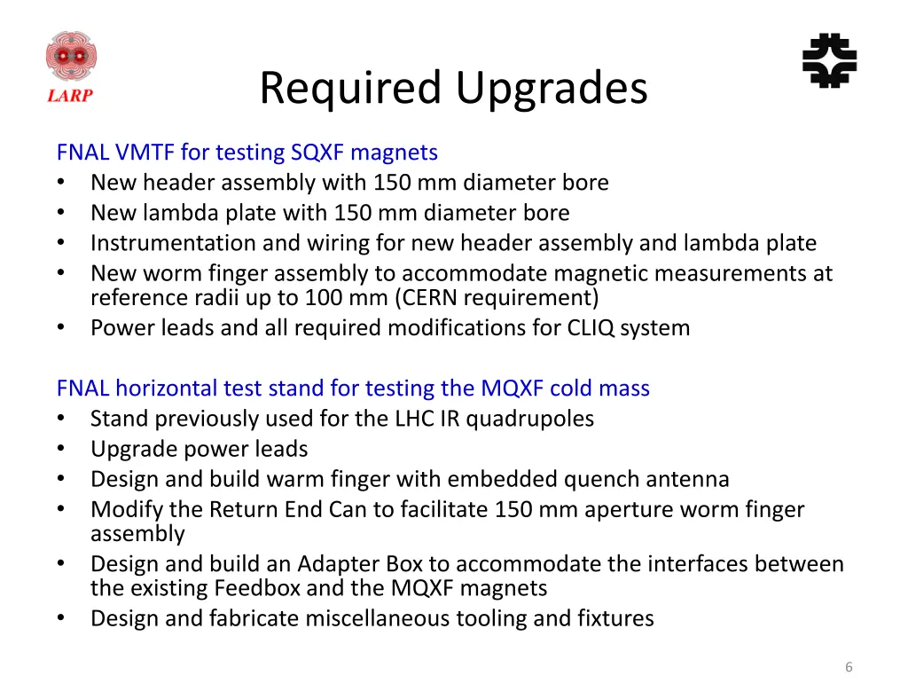 required upgrades