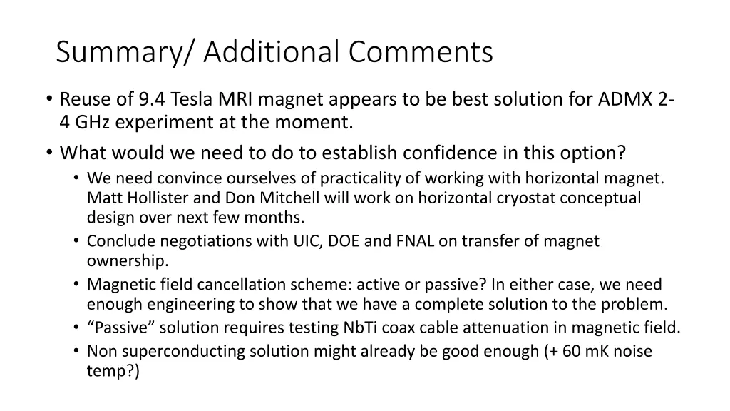 summary additional comments
