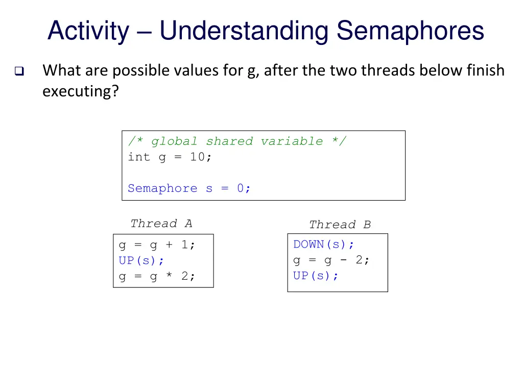 activity understanding semaphores