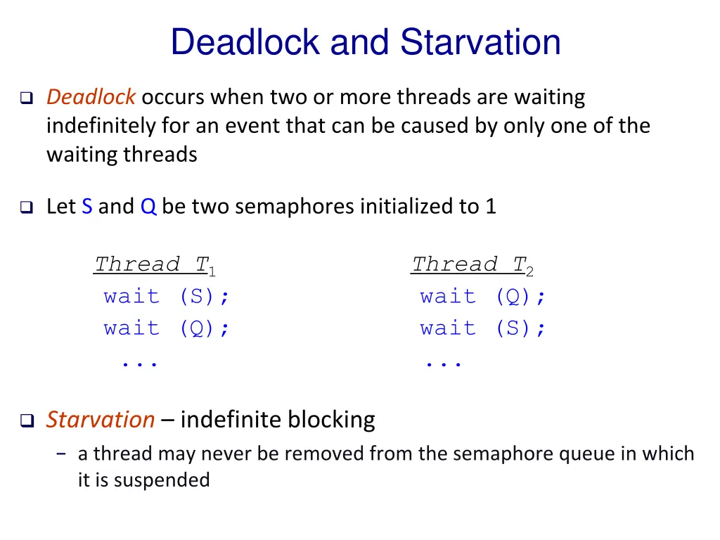 deadlock and starvation