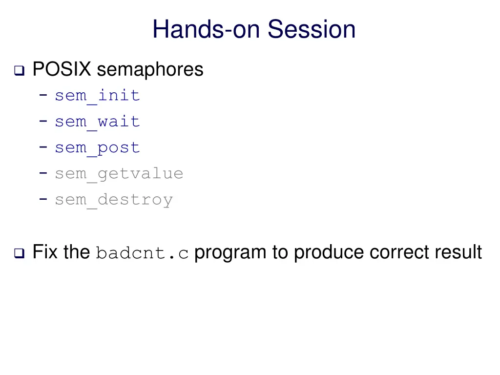 hands on session