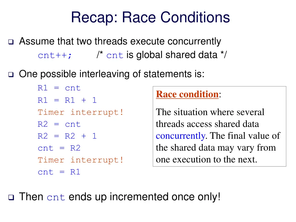 recap race conditions