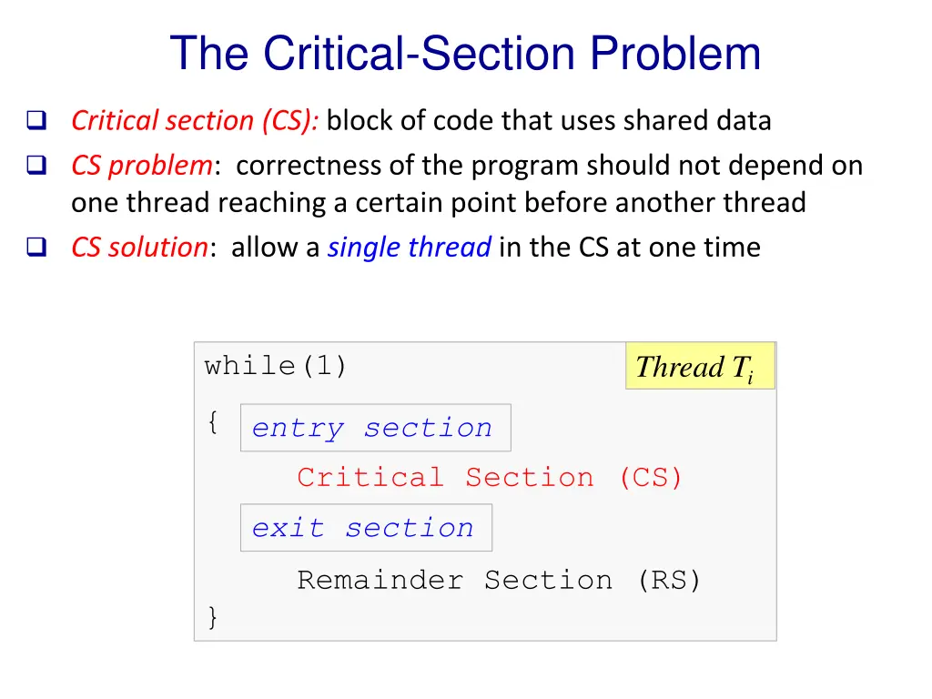 the critical section problem