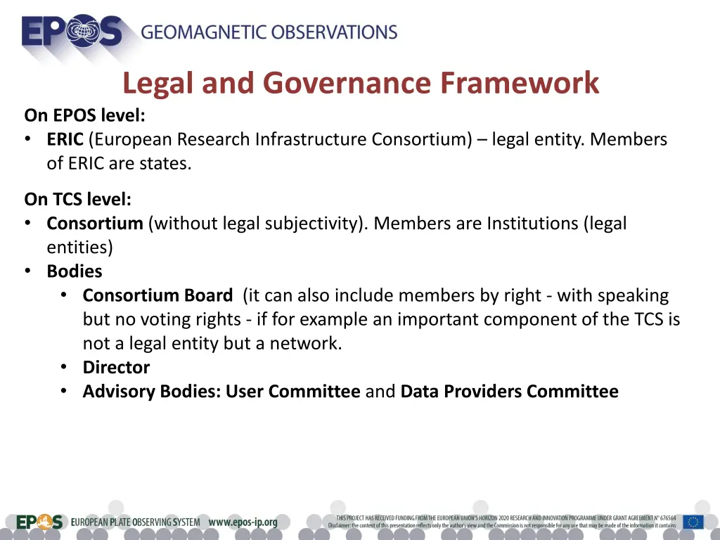 legal and governance framework on epos level eric