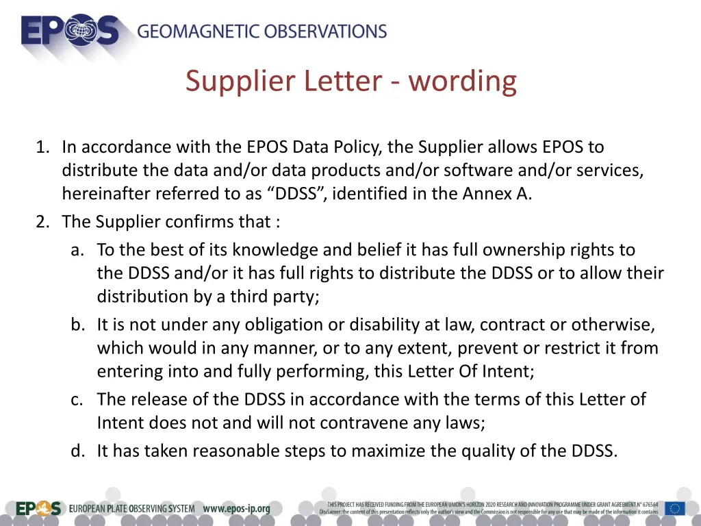 supplier letter wording