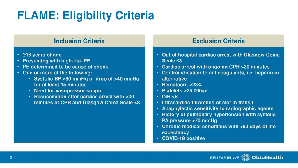 flame eligibility criteria