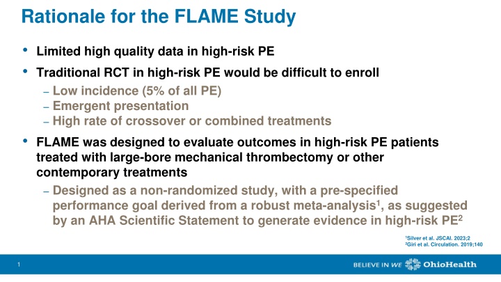 rationale for the flame study