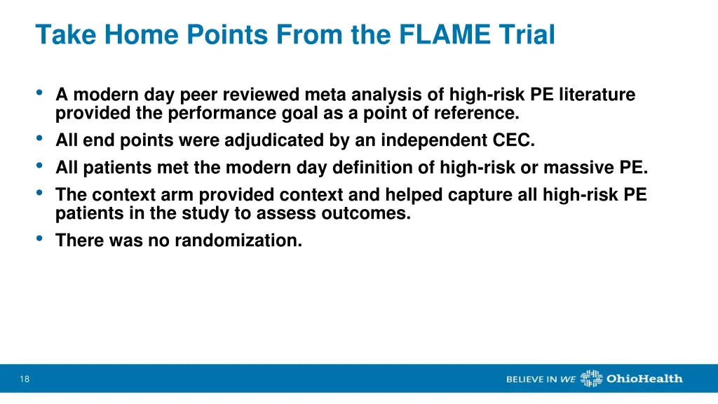 take home points from the flame trial