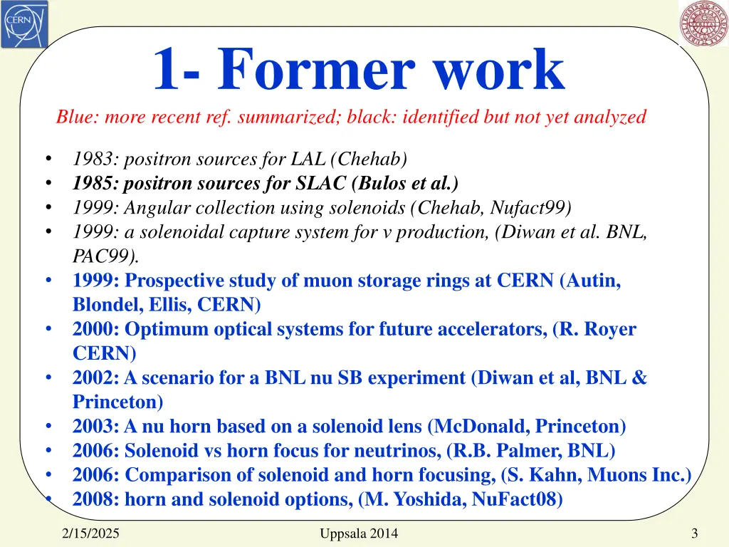 1 former work blue more recent ref summarized