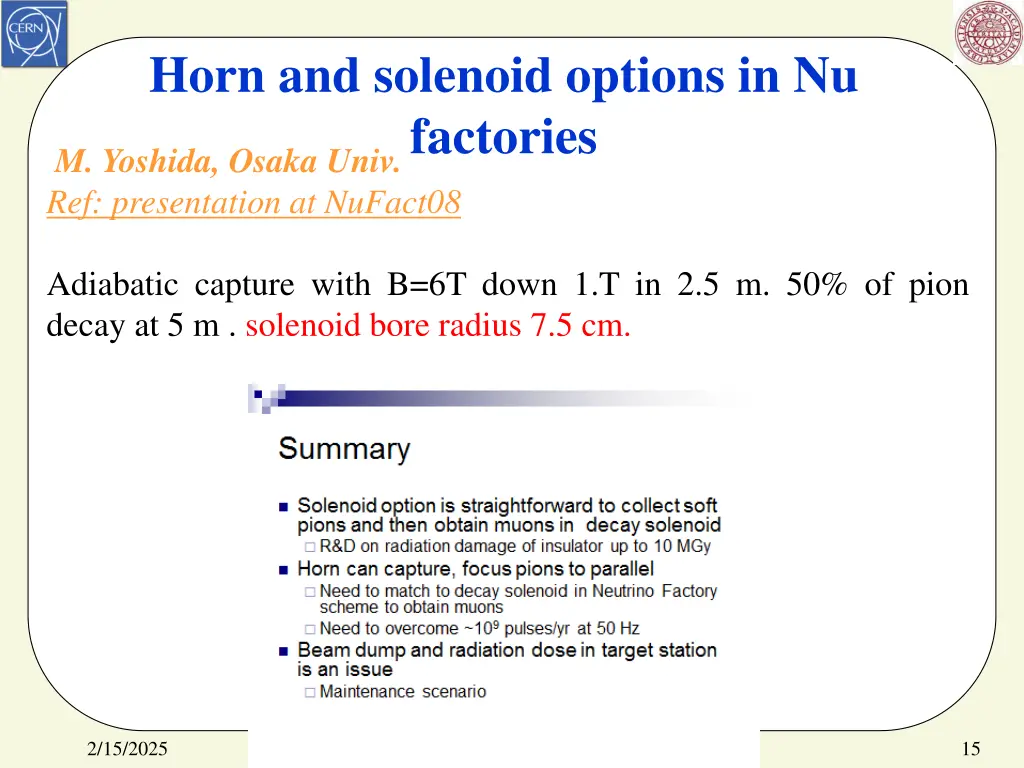 horn and solenoid options in nu factories