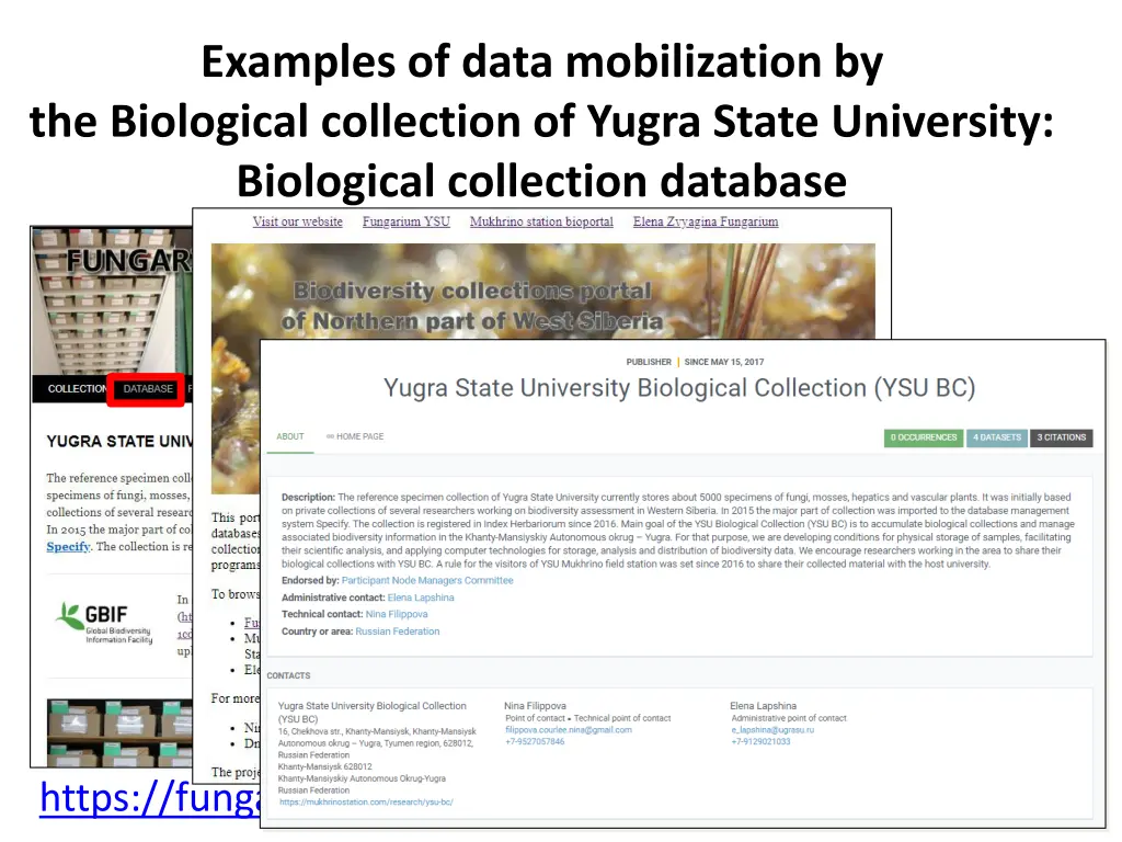 examples of data mobilization by the biological