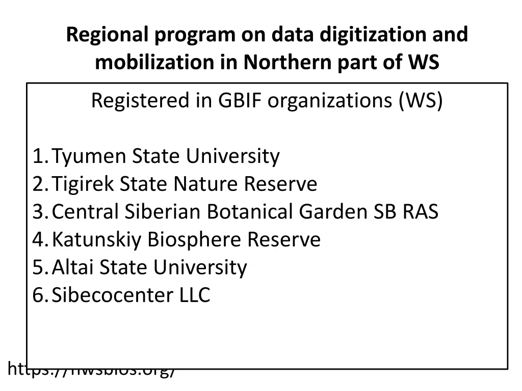 regional program on data digitization