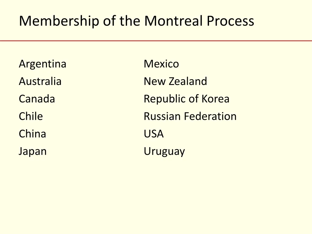 membership of the montreal process