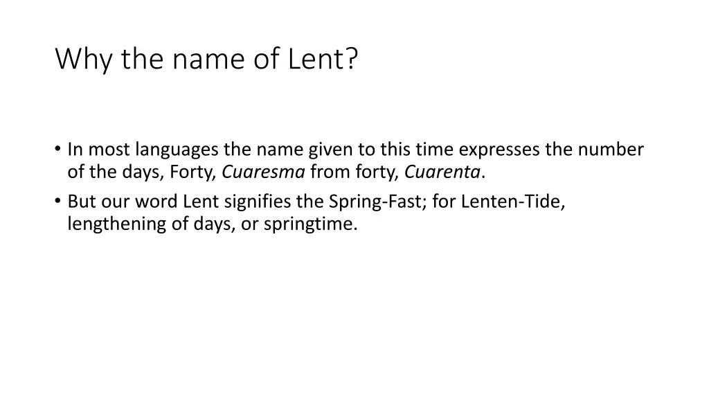why the name of lent