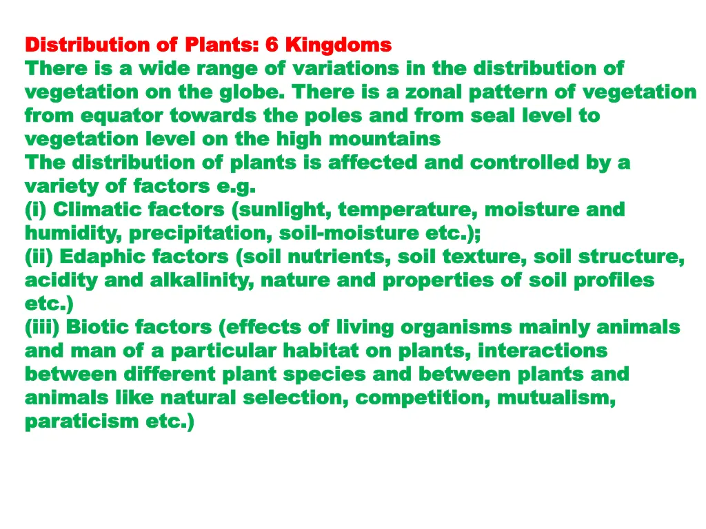 distribution of plants 6 kingdoms distribution