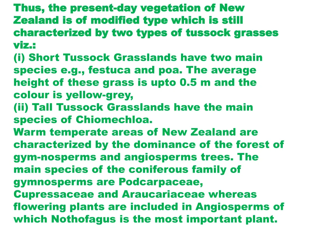 thus the present thus the present day veg zealand