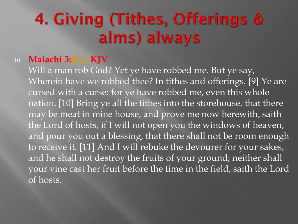 malachi 3 8 11 kjv will a man rob god yet ye have