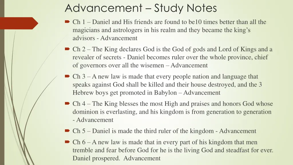 advancement study notes