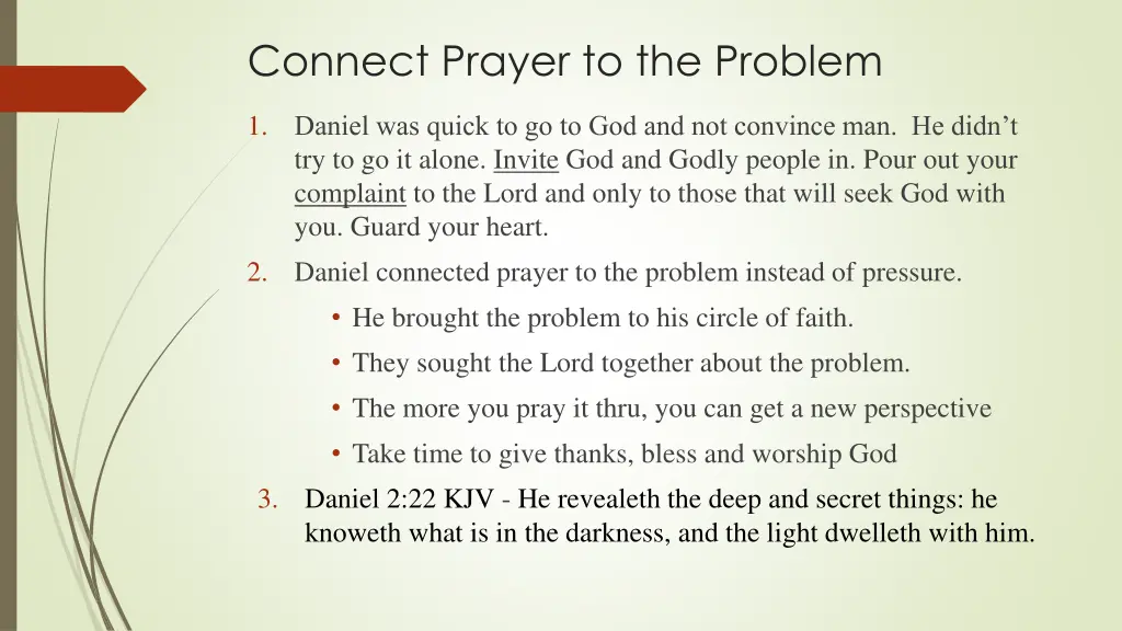 connect prayer to the problem
