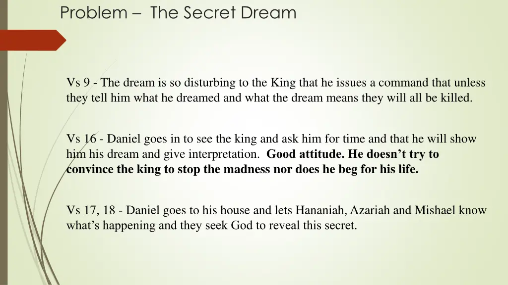problem the secret dream