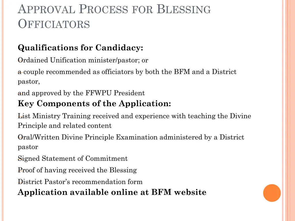 a pproval p rocess for b lessing o fficiators