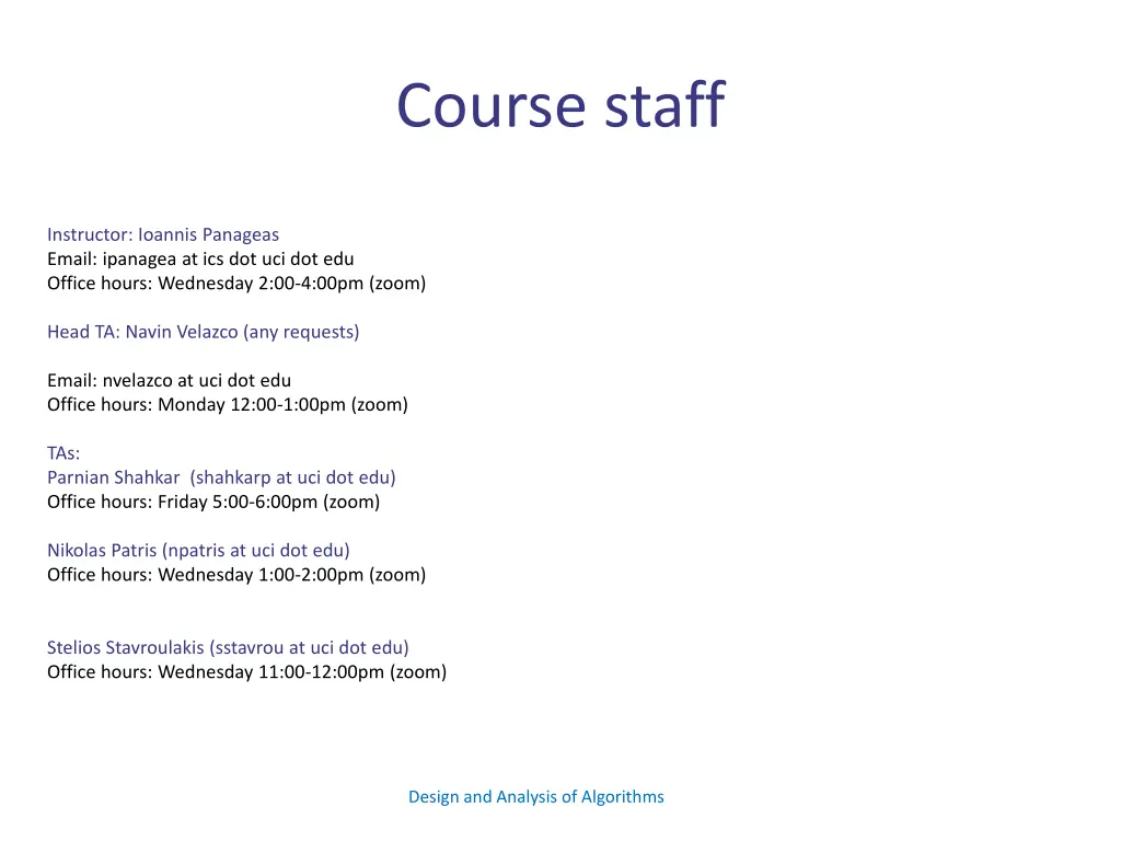course staff