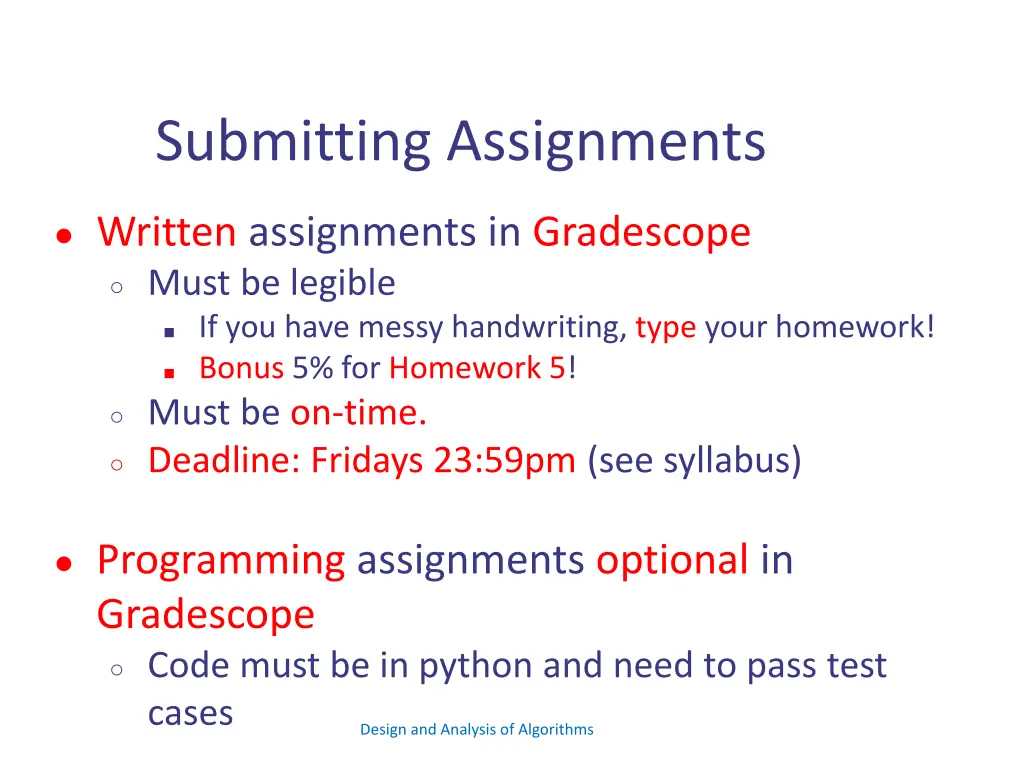submitting assignments