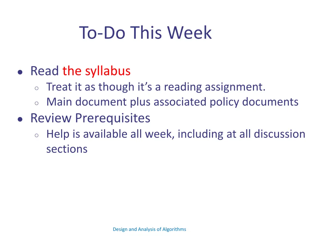 to do this week