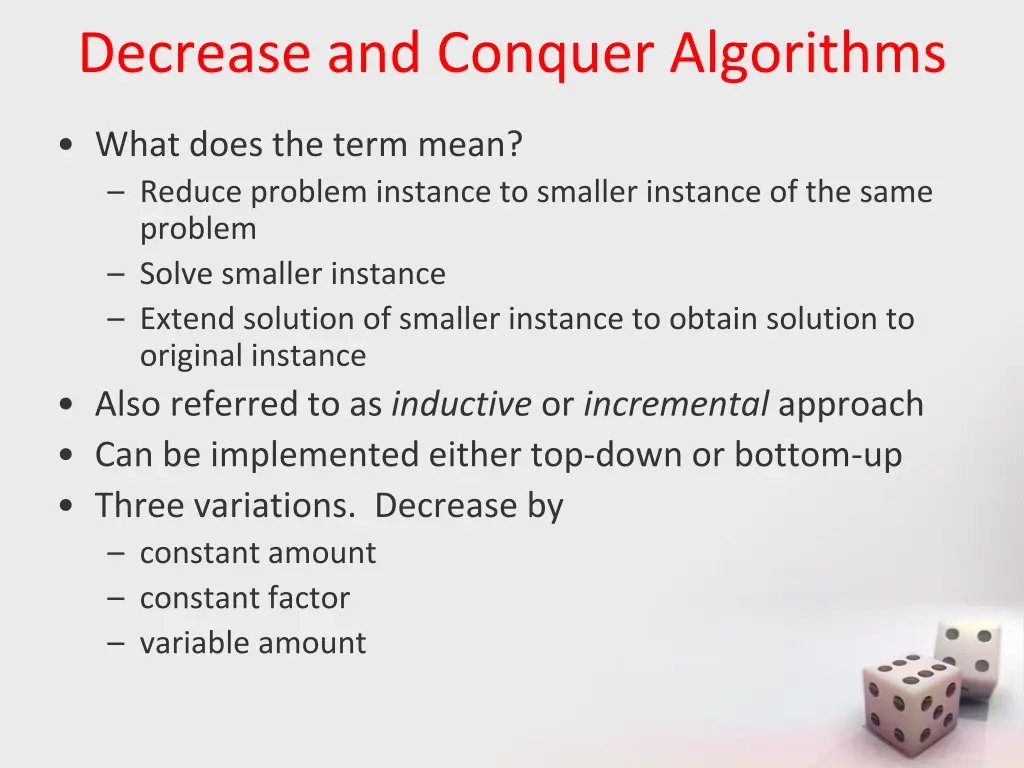 decrease and conquer algorithms