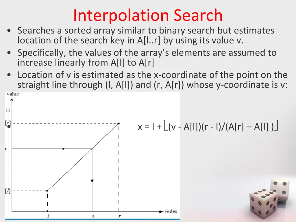 interpolation search searches a sorted array