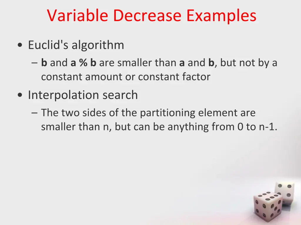 variable decrease examples
