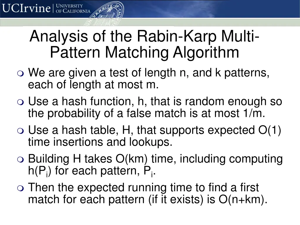 analysis of the rabin karp multi pattern matching