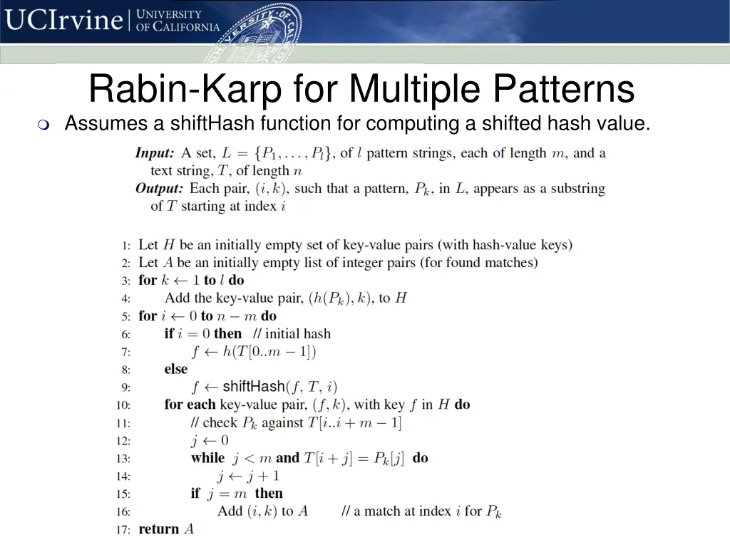 rabin karp for multiple patterns assumes