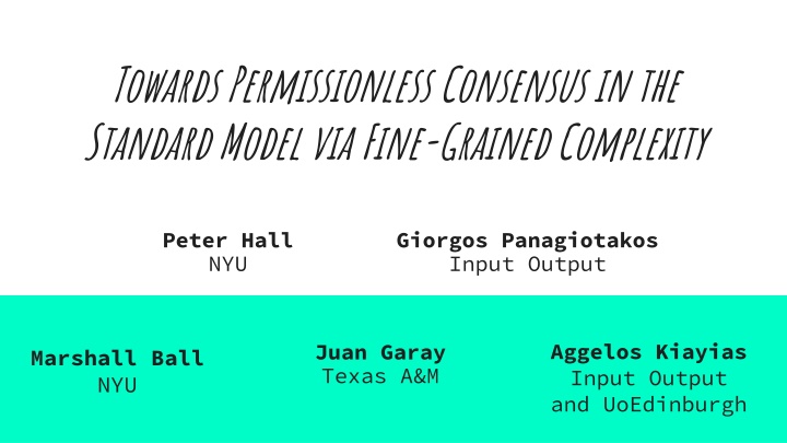 towards permissionless consensus in the standard