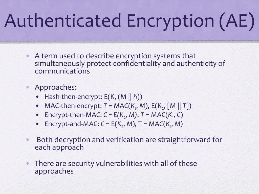 authenticated encryption ae