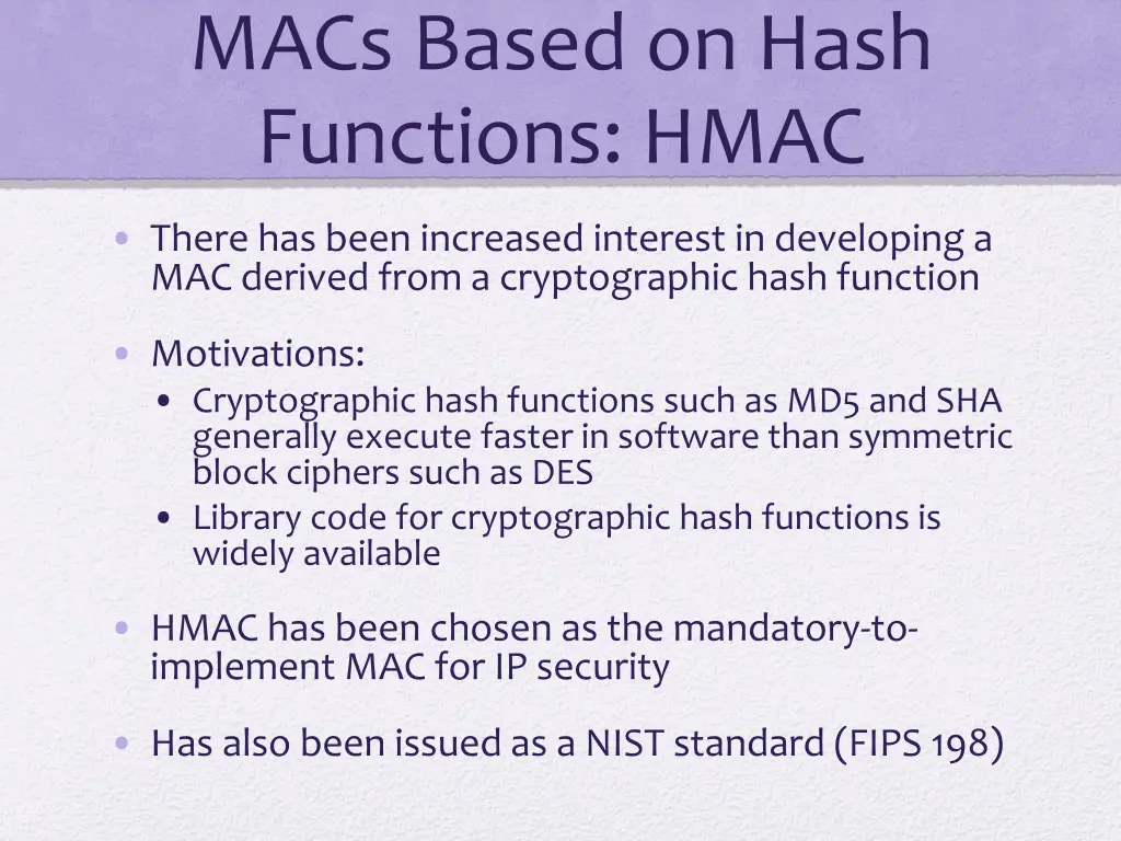 macs based on hash functions hmac