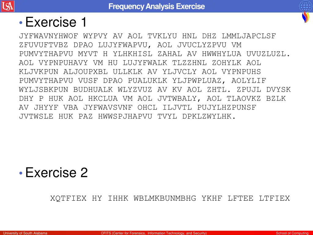 frequency analysis exercise