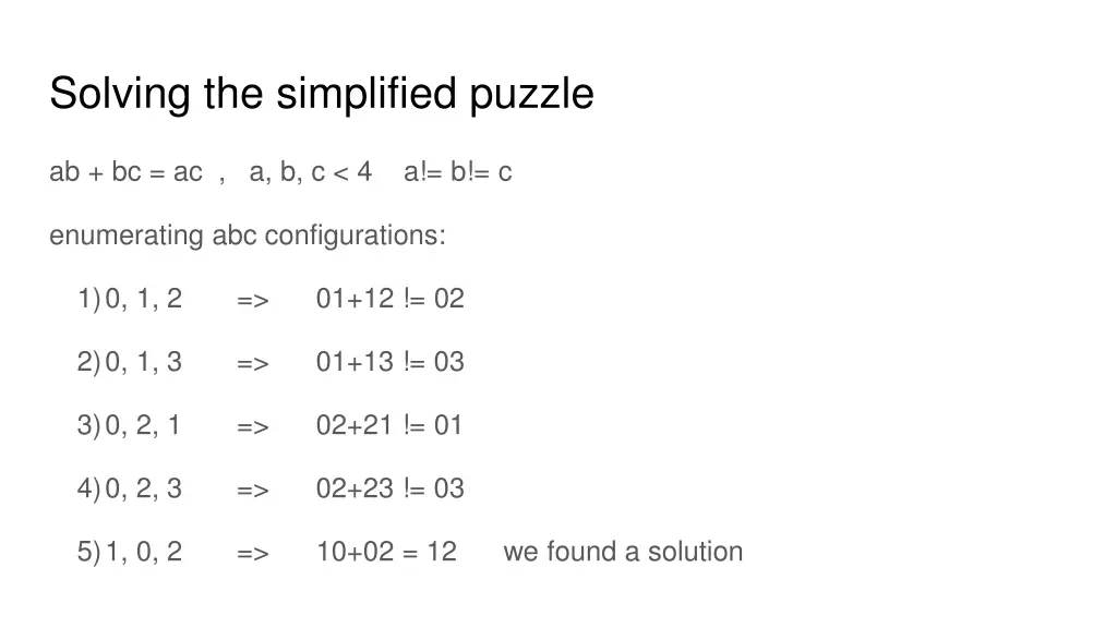 solving the simplified puzzle