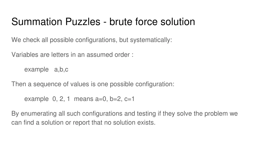 summation puzzles brute force solution