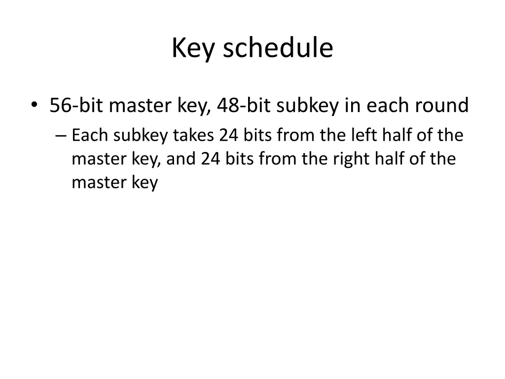 key schedule