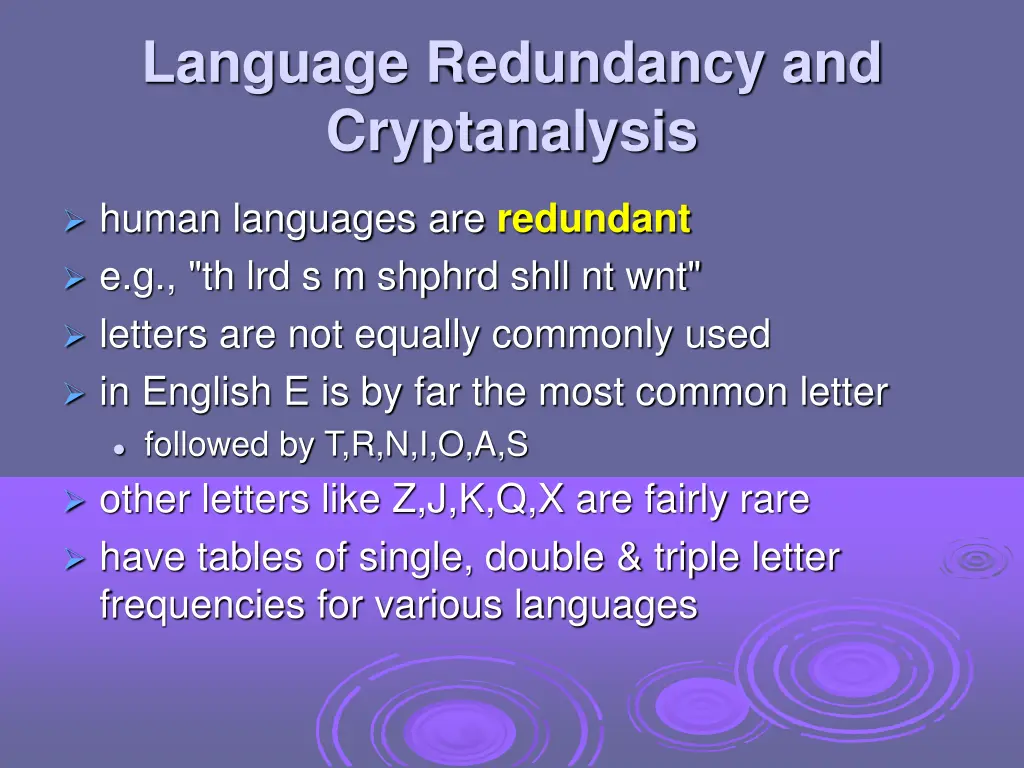 language redundancy and cryptanalysis