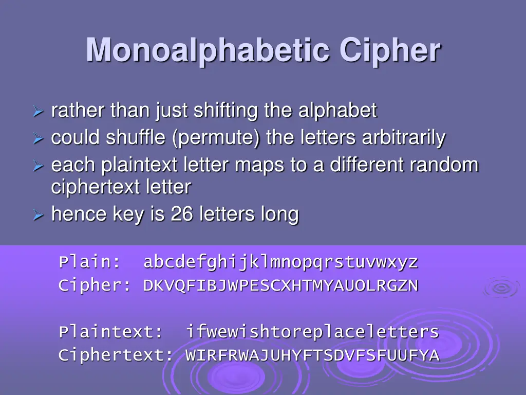 monoalphabetic cipher