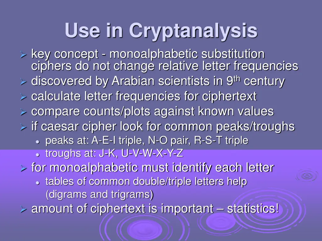 use in cryptanalysis key concept monoalphabetic